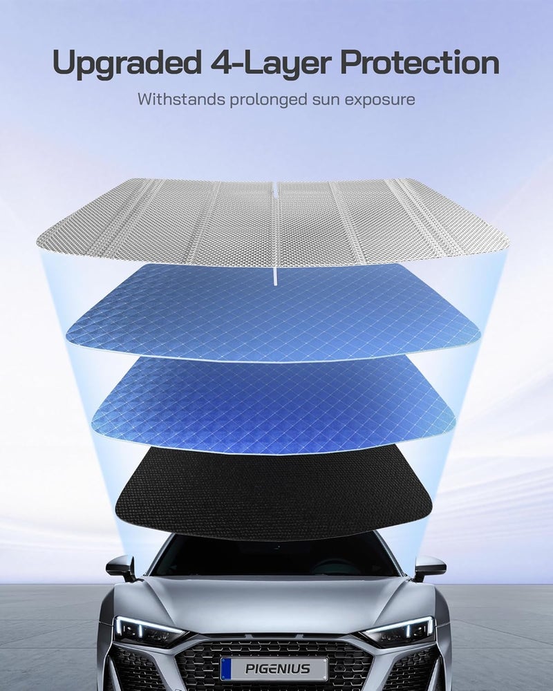 Pigenius Windshield Sun Shade for Dodge Durango 2011-2020. Full Coverage Rearview Mirror Shade for Ultimate Protection - Image 4